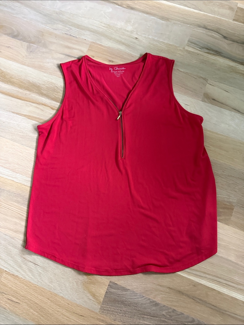 By Chicos Red Zipper Tank Top